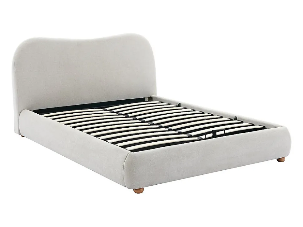 Lit coffre 160 x 200 cm - Tissu - Beige - VANARI