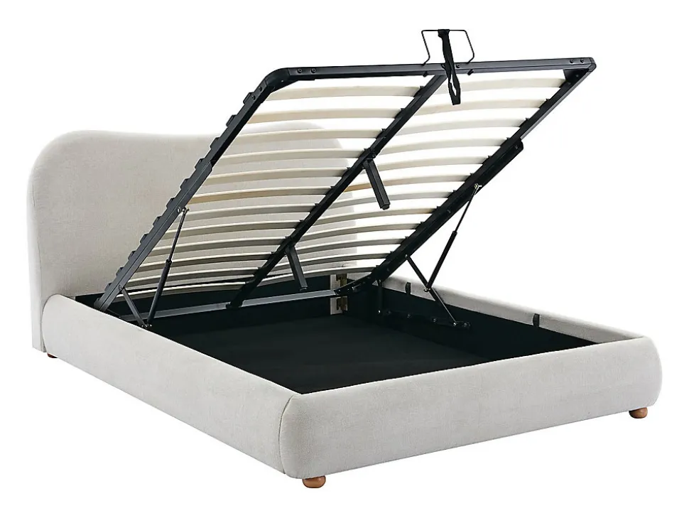 Lit coffre 160 x 200 cm - Tissu - Beige - VANARI