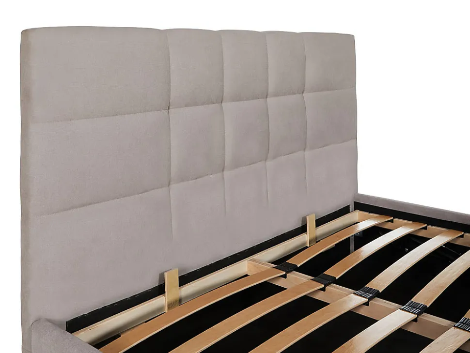 Lit coffre 160 x 200 cm - Tissu - Beige + Matelas - ELIAVA