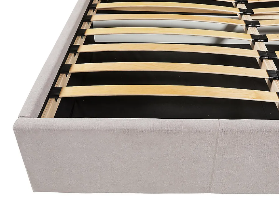 Lit coffre 160 x 200 cm - Tissu - Beige + Matelas - ELIAVA