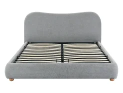Lit coffre 180 x 200 cm - Tissu - Gris clair + Matelas - VANARI