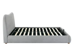 Lit coffre 180 x 200 cm - Tissu - Gris clair + Matelas - VANARI