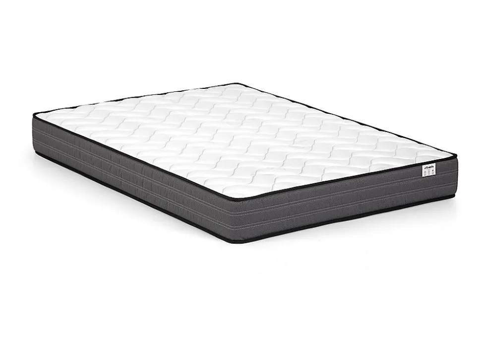 Lit coffre 180 x 200 cm - Tissu - Gris clair + Matelas - VANARI