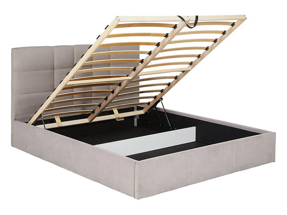 Lit coffre 180 x 200 cm - Tissu - Beige - ELIAVA