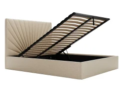 Lit coffre 180 x 200 cm - Tissu - Beige + Matelas - RILIODA