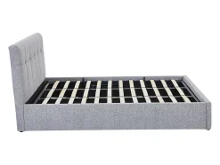 Lit coffre 180 x 200 cm - Tissu bouclette - Gris - MAZIRI