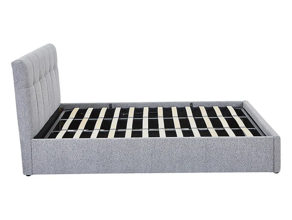 Lit coffre 180 x 200 cm - Tissu bouclette - Gris - MAZIRI