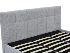 Lit coffre 180 x 200 cm - Tissu bouclette - Gris - MAZIRI