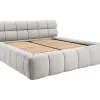 Lit coffre 180 x 200 cm - Tissu - Gris clair + Matelas - FORVIK