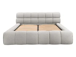 Lit coffre 180 x 200 cm - Tissu - Gris clair + Matelas - FORVIK