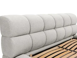 Lit coffre 180 x 200 cm - Tissu - Gris clair + Matelas - FORVIK
