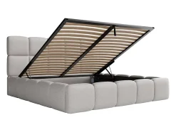 Lit coffre 180 x 200 cm - Tissu chiné - Gris clair - DAMADO II