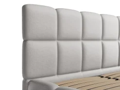 Lit coffre 180 x 200 cm - Tissu chiné - Gris clair - DAMADO II