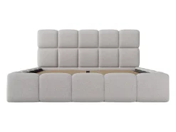 Lit coffre 180 x 200 cm - Tissu chiné - Gris clair - DAMADO II