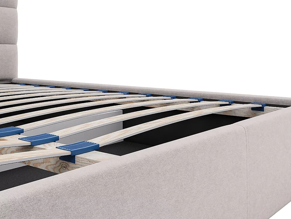 Lit coffre 200 x 200 cm - Tissu - Beige - ELIAVA