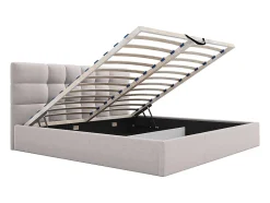 Lit coffre 200 x 200 cm - Tissu - Beige - ELIAVA