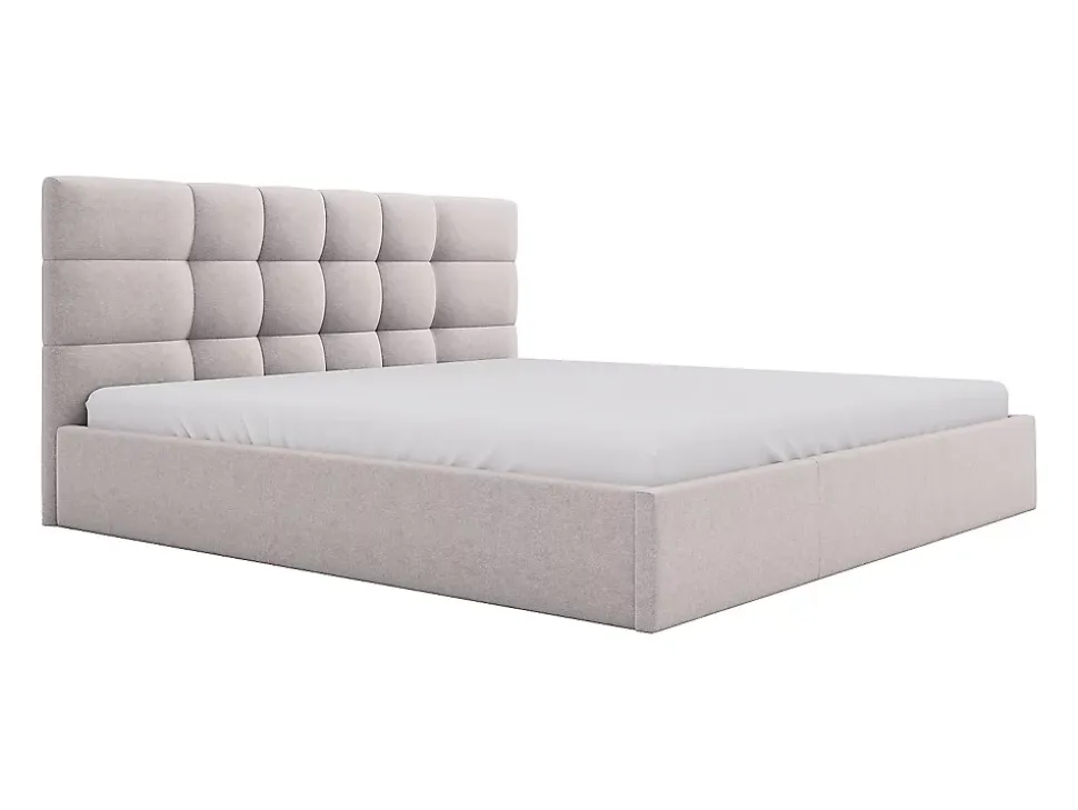 Lit coffre 200 x 200 cm - Tissu - Beige - ELIAVA