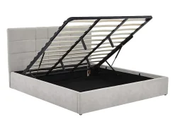 Lit coffre 180 x 200 cm - Tissu - Gris - HOPEYA