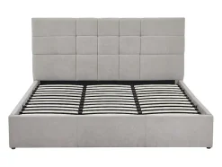 Lit coffre 180 x 200 cm - Tissu - Gris - HOPEYA