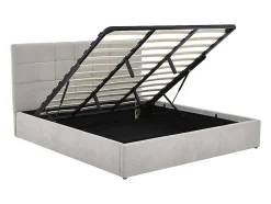 Lit coffre 180 x 200 cm - Tissu - Gris + Matelas - HOPEYA