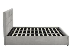 Lit coffre 180 x 200 cm - Tissu - Gris + Matelas - HOPEYA