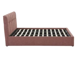 Lit coffre 180 x 200 cm - Tissu bouclette - Terracotta + Matelas - MAZIRI