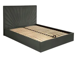 Lit coffre 180 x 200 cm - Velours - Gris anthracite + Matelas - RILIODA