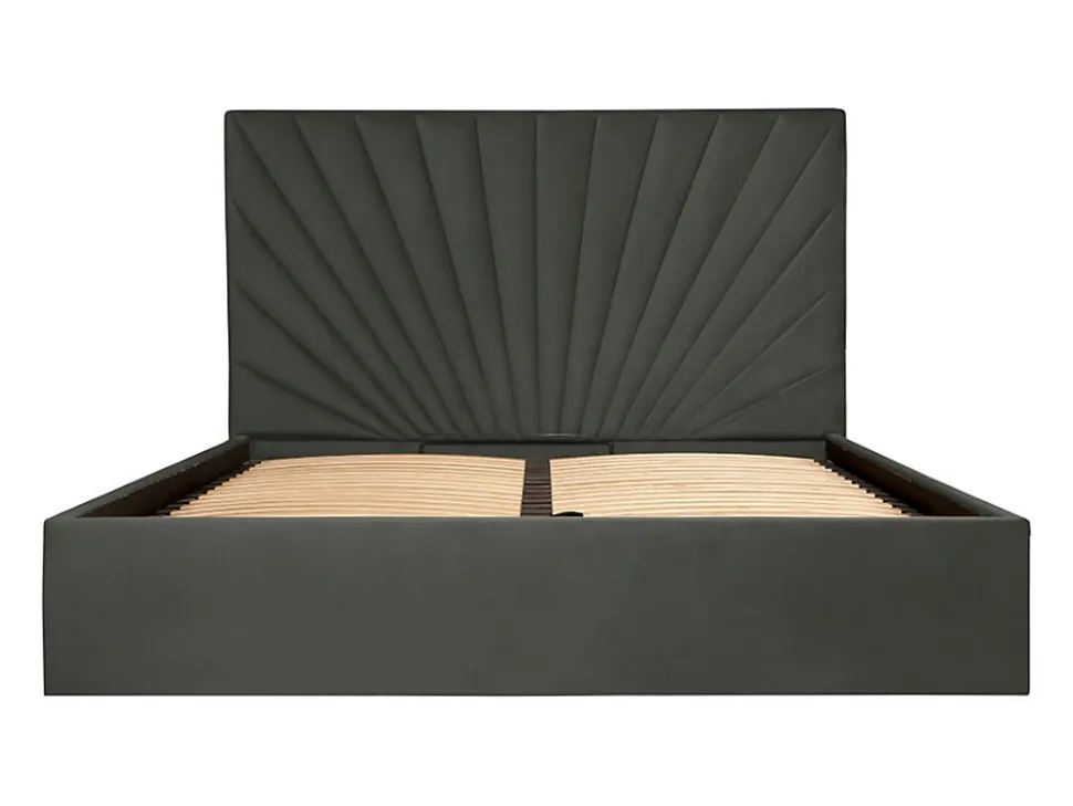 Lit coffre 180 x 200 cm - Velours - Gris anthracite + Matelas - RILIODA