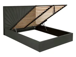 Lit coffre 180 x 200 cm - Velours - Gris anthracite + Matelas - RILIODA