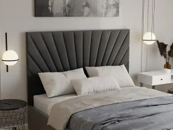 Lit coffre 180 x 200 cm - Velours - Gris anthracite + Matelas - RILIODA