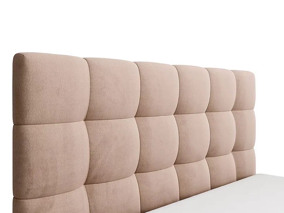 Lit coffre 200 x 200 cm - Velours - Beige - MIRDAL
