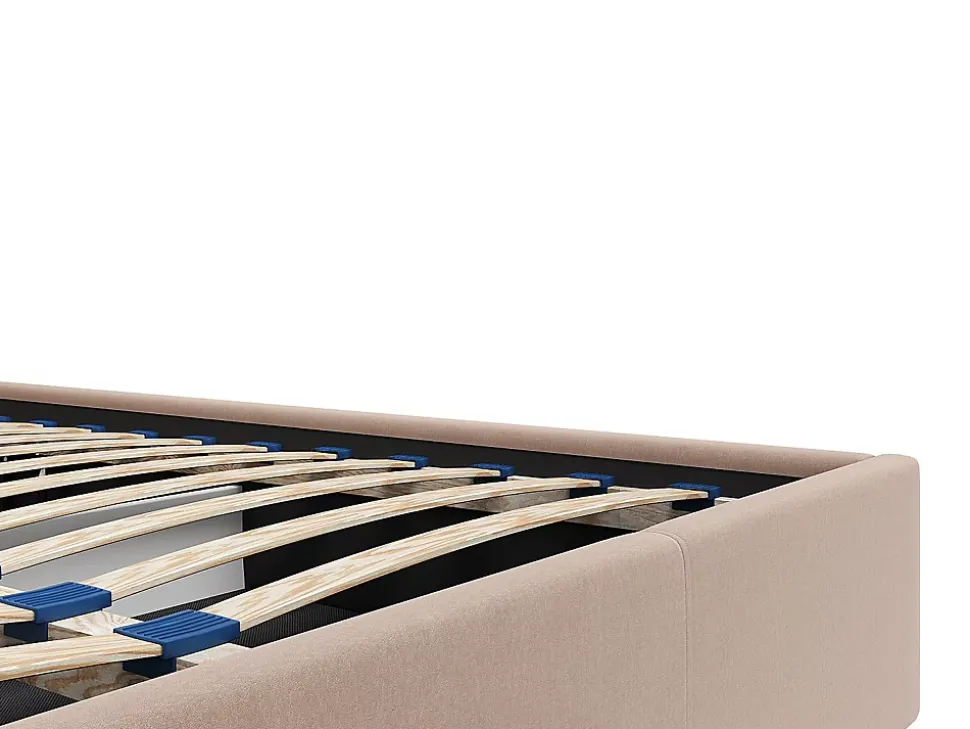 Lit coffre 200 x 200 cm - Velours - Beige - MIRDAL