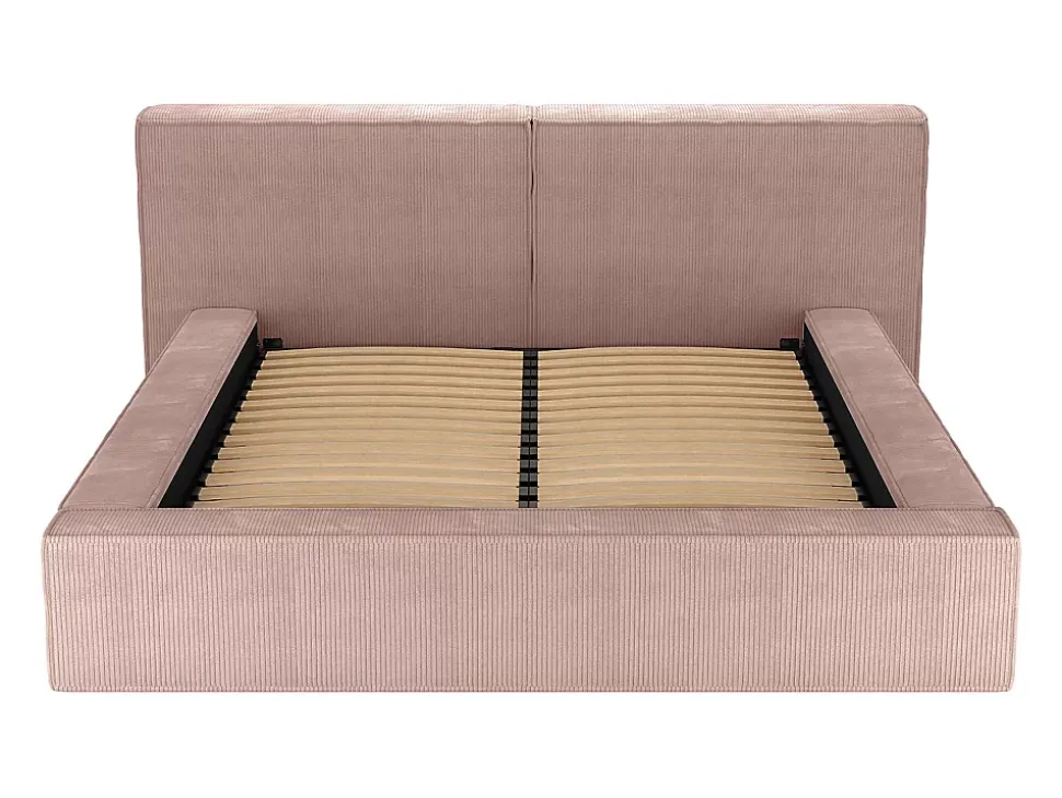 Lit coffre 180 x 200 cm - Velours côtelé - Rose - TIMANO