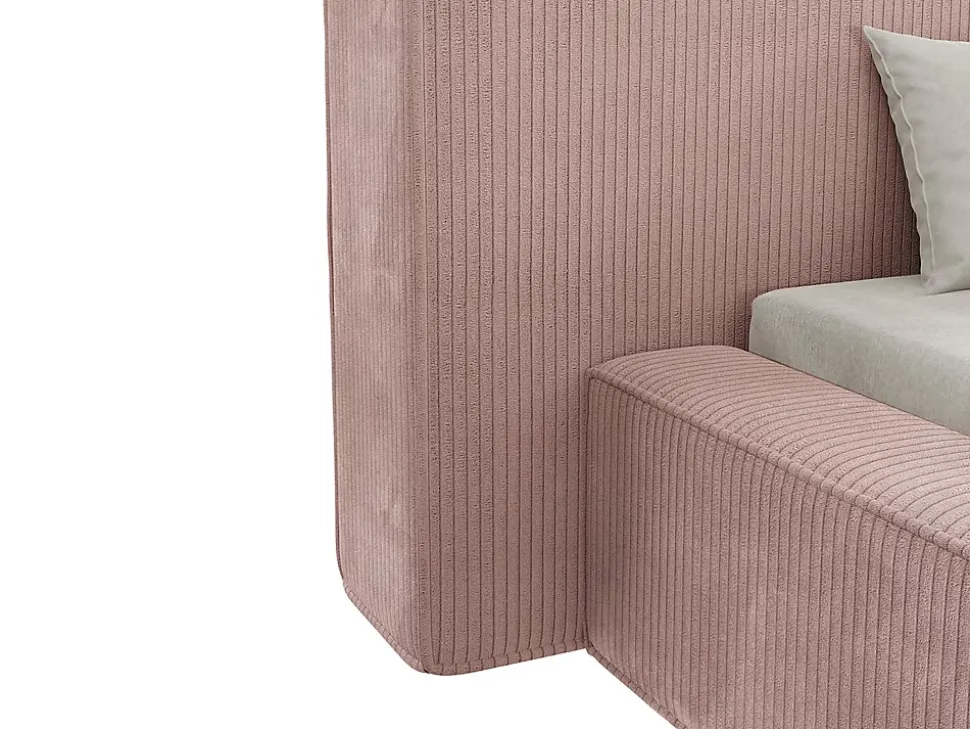 Lit coffre 180 x 200 cm - Velours côtelé - Rose - TIMANO
