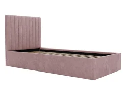Lit coffre 90 x 190 cm avec tête de lit coutures verticales - Tissu - Rose + Matelas - SARAH