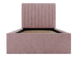 Lit coffre 90 x 190 cm avec tête de lit coutures verticales - Tissu - Rose + Matelas - SARAH