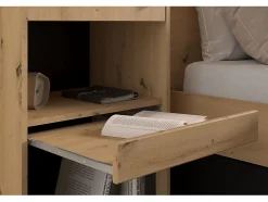 Lit coffre 140 x 190 cm LUDARO avec pont de lit VARLY - Coloris : Naturel et noir