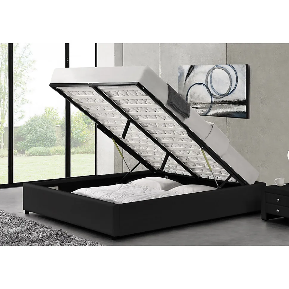 Lit coffre 140 x 190 cm noir - KENNINGTON