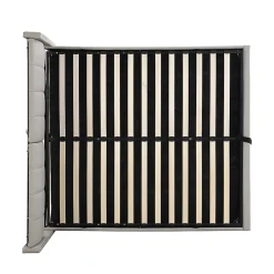 Lit coffre 140 x 190 cm,Lit rembourré,lit hydraulique,avec éclairage LED, avec espace de rangement,PU, gris