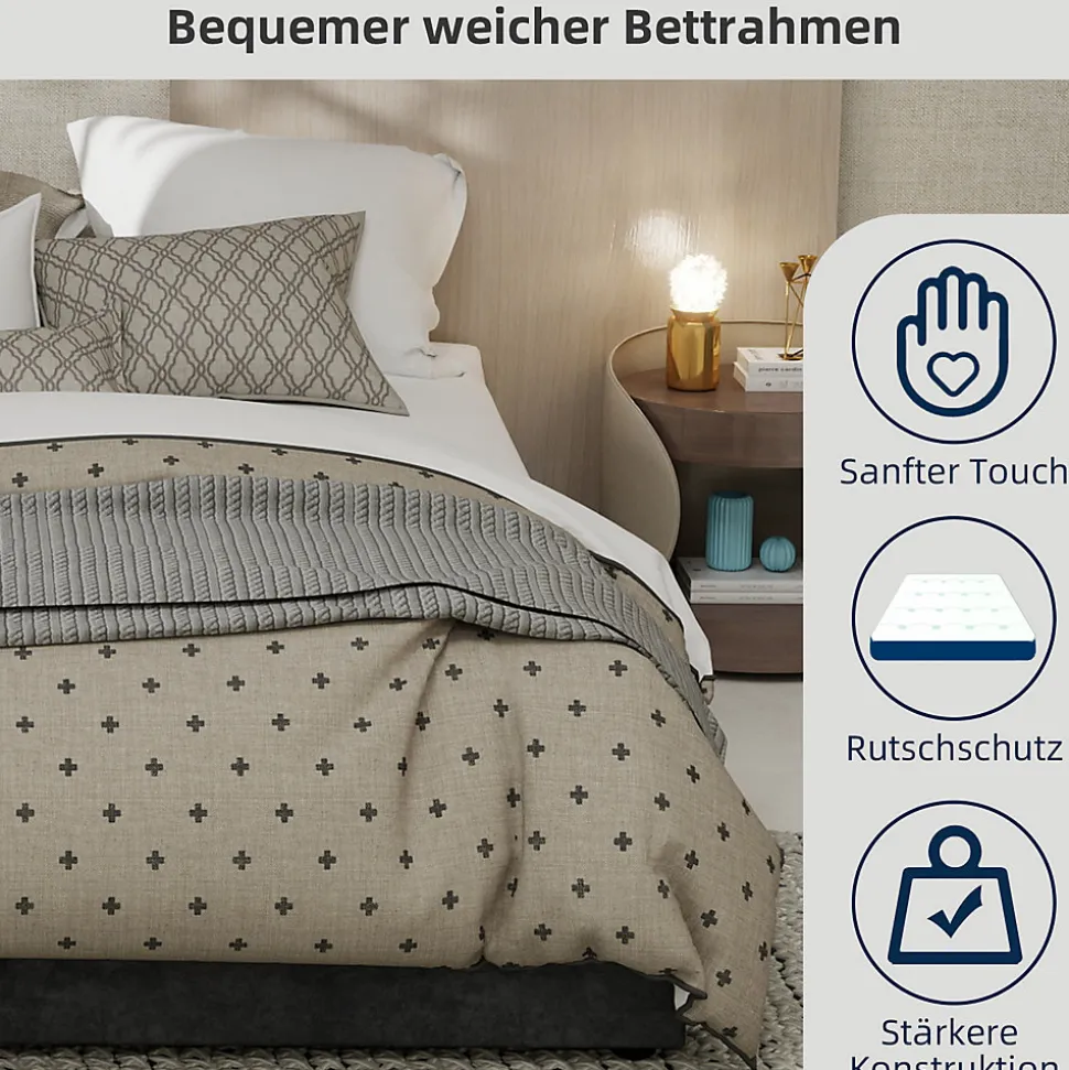 Lit Coffre Ado 140x200 cm - Lit Double Avec Vérins Hydrauliques, Bas et Moderne, Sans Tête de Lit, Sans Matelas, Velours Gris