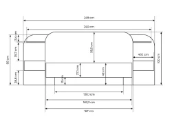 Lit coffre avec chevets 160 x 200 cm - Avec LEDs - Coloris : Naturel et noir - JUVISIA