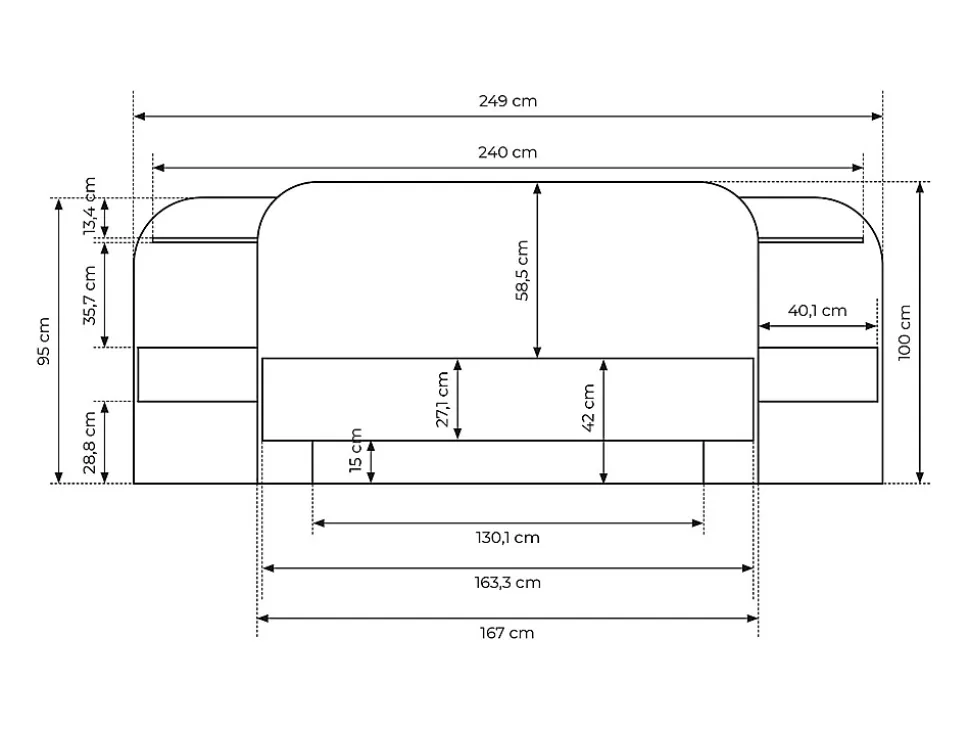 Lit coffre avec chevets 160 x 200 cm - Avec LEDs - Coloris : Naturel et noir - JUVISIA