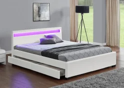 Lit coffre avec LED 160 x 200 cm blanc - ENFIELD