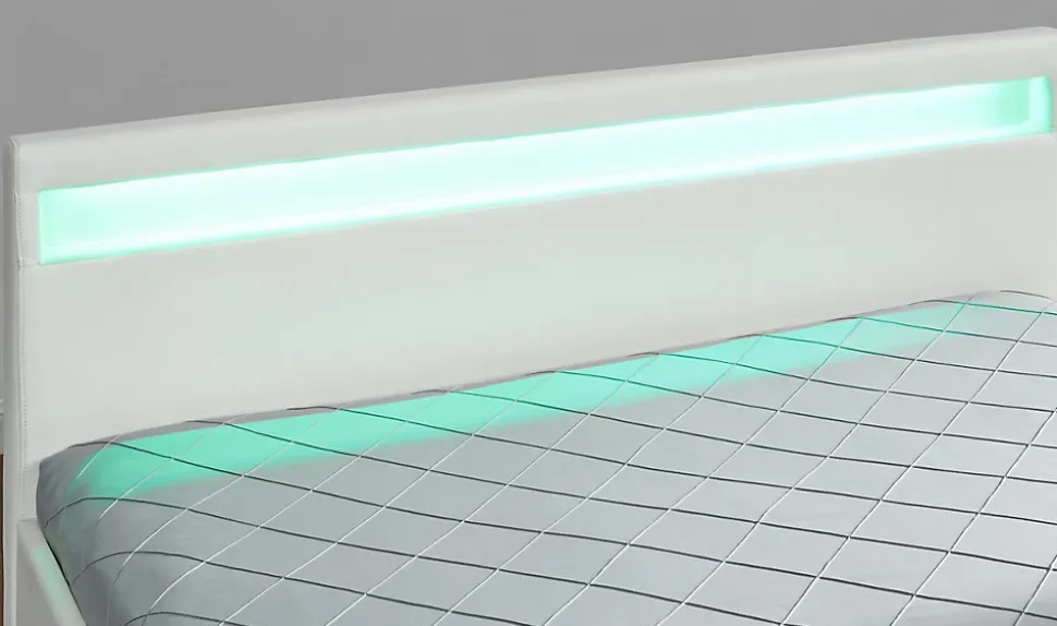 Lit coffre avec LED 160 x 200 cm blanc - ENFIELD