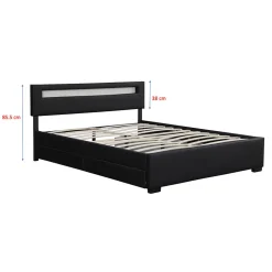 Lit coffre avec LED 160 x 200 cm blanc - ENFIELD