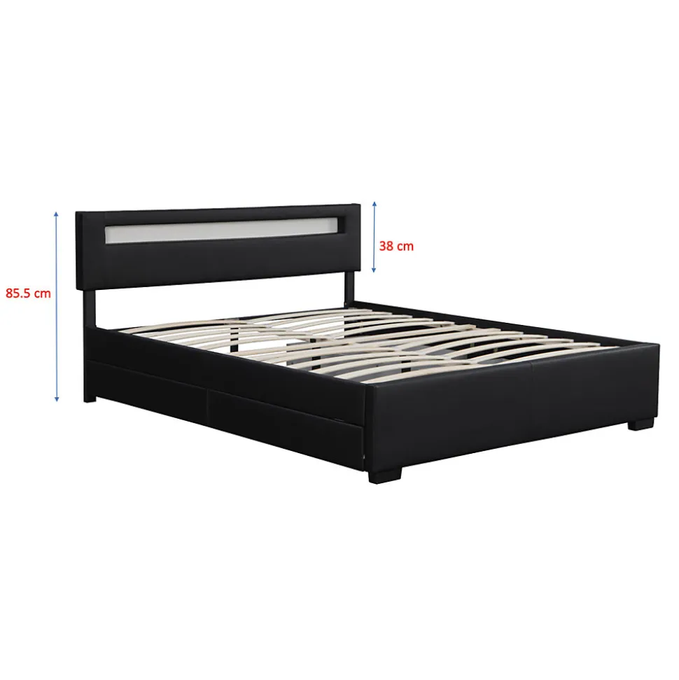 Lit coffre avec LED 160 x 200 cm blanc - ENFIELD