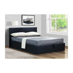 Lit coffre avec sommier CANEL 160x200 en simili cuir, coloris noir
