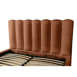 Lit coffre BADJA Tissu bouclé Terracota 180x200 cm Sommier relevable Design haut de gamme