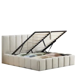 Lit coffre beige Madeleine 180x200 cm