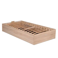 Lit coffre BILBAO 90x200 cm + sommier / Décor chêne blanchi